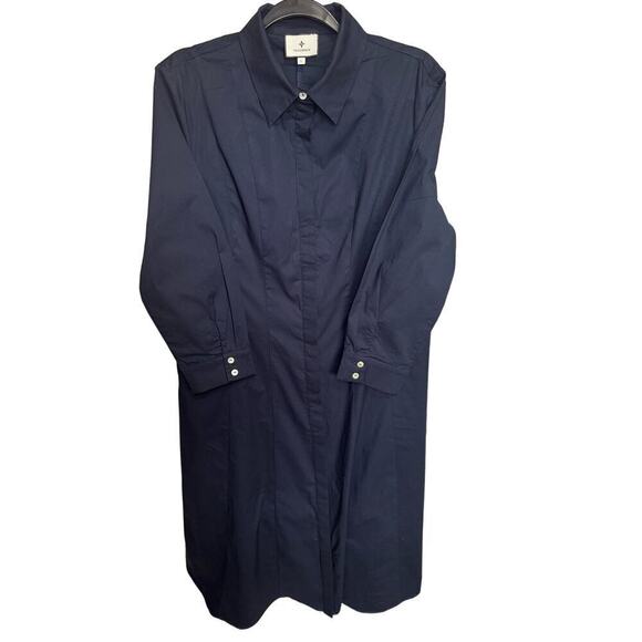 Tuckernuck New Briana Dress Midi Button Down Long Sleeves Dark Navy Size Large - Picture 6 of 15